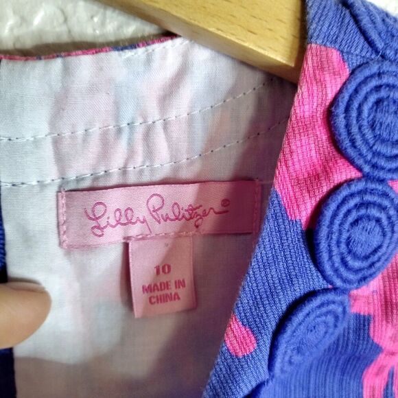 Lilly Pulitzer Girls Size 10 Windsor Giraffe Print Pink Blue Dress Whimsical - Picture 4 of 6